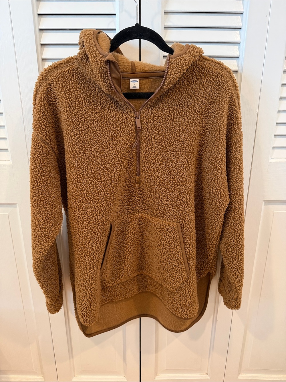 Old Navy Women’s Sherpa Half-Zip Hoodie Sweater - S Brown